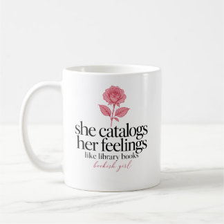 図書館の本のように感情を分類する彼女 バラ コーヒーマグカップ