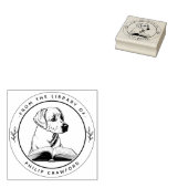 図書館の本を持つ犬 ラバースタンプ (押印)