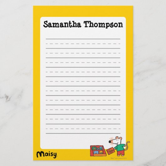 図書館の本を持つMaisy 便箋 (正面)