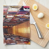 図書館の本棚の台所タオル キッチンタオル (四つ折り)