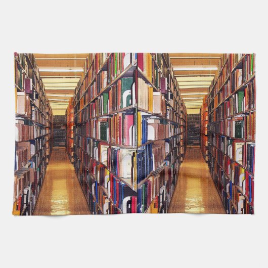 図書館の本棚の台所タオル キッチンタオル (横)
