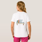 図書館の本+冒険心あふれる女の子のTシャツ Tシャツ (裏面フル)