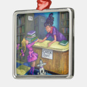 図書館の点検のアートワーク メタルオーナメント (左)