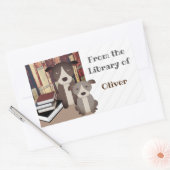図書館の犬。 本。 かわいい犬。 本のプレートに名前 長方形シール (封筒)