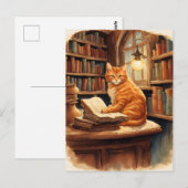 図書館の猫のはがき ポストカード (正面/裏面)