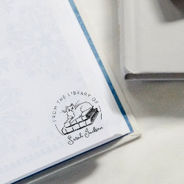 図書館の猫の本 ラバースタンプ