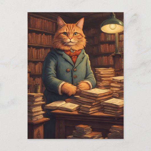 図書館の猫 #10 ポストカード (正面)
