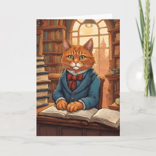 図書館の猫 #11 グリーティングカード (正面)