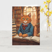 図書館の猫 #11 グリーティングカード (黄色い花)
