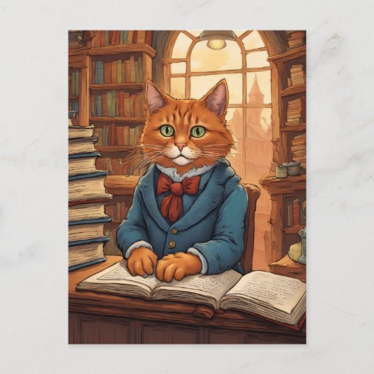 図書館の猫 #11 ポストカード (正面)