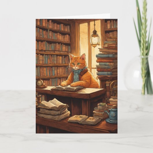 図書館の猫 #12 グリーティングカード (正面)