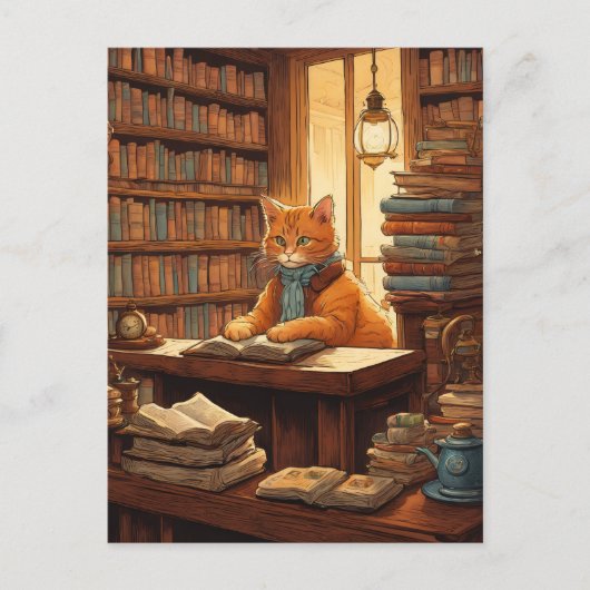 図書館の猫 #12 ポストカード (正面)