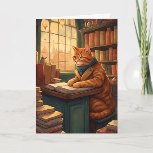 図書館の猫 #14 グリーティングカード (正面)