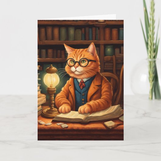 図書館の猫 #15 グリーティングカード (正面)