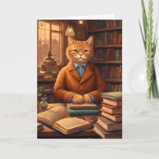 図書館の猫 #16 グリーティングカード (正面)