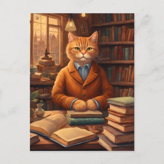 図書館の猫 #16 ポストカード (正面)