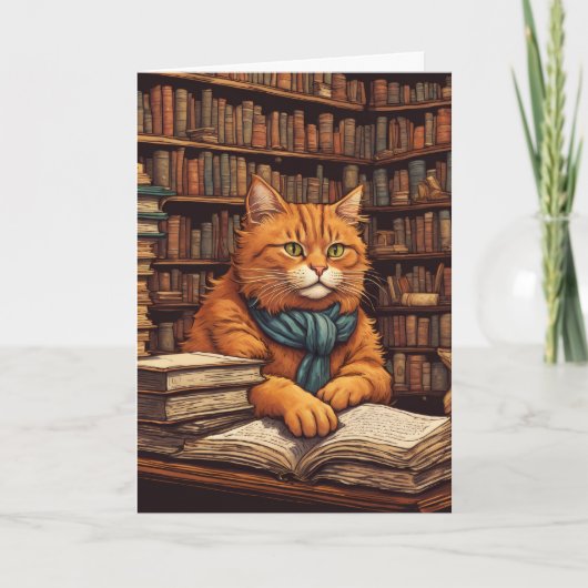 図書館の猫 #17 グリーティングカード (正面)
