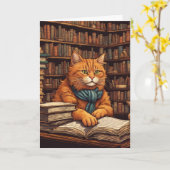 図書館の猫 #17 グリーティングカード (黄色い花)