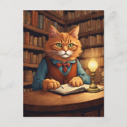 図書館の猫 #18 ポストカード (正面)