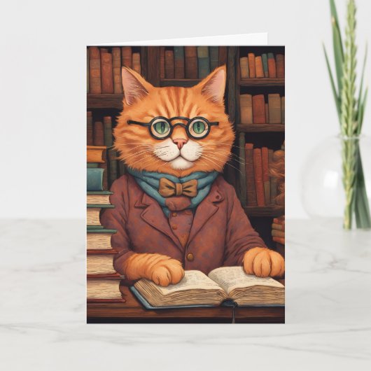 図書館の猫 #19 グリーティングカード (正面)