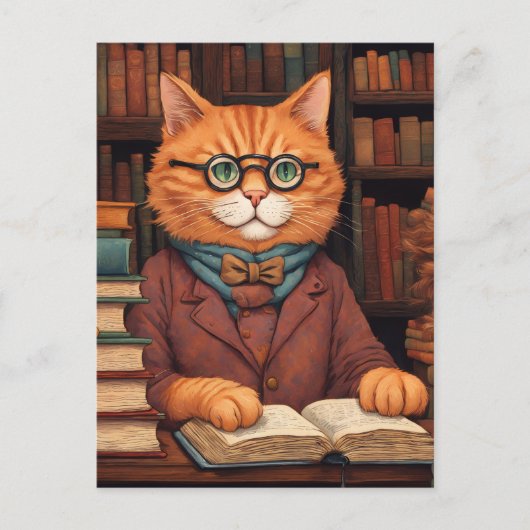 図書館の猫 #19 ポストカード (正面)