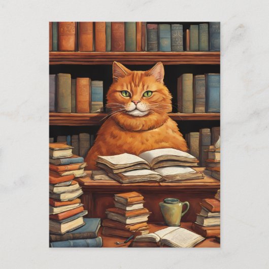 図書館の猫 #1 ポストカード (正面)