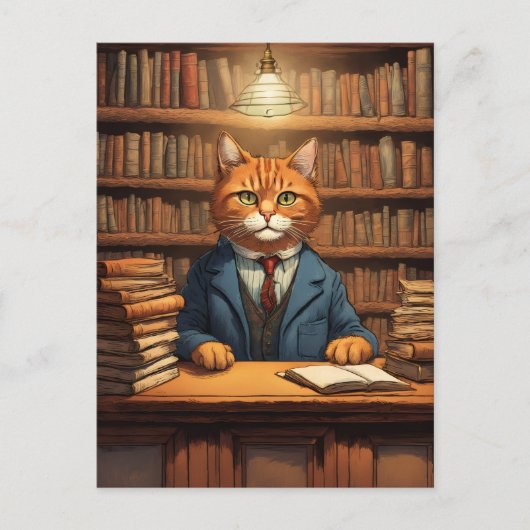 図書館の猫 #20 ポストカード (正面)