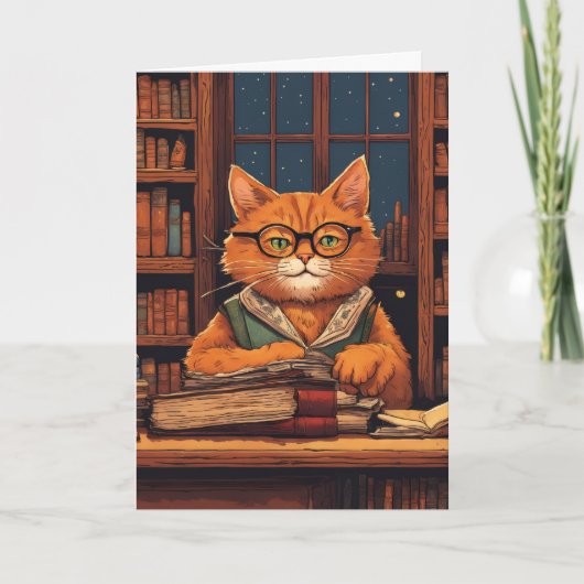 図書館の猫 #21 グリーティングカード (正面)