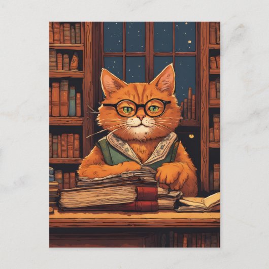 図書館の猫 #21 ポストカード (正面)
