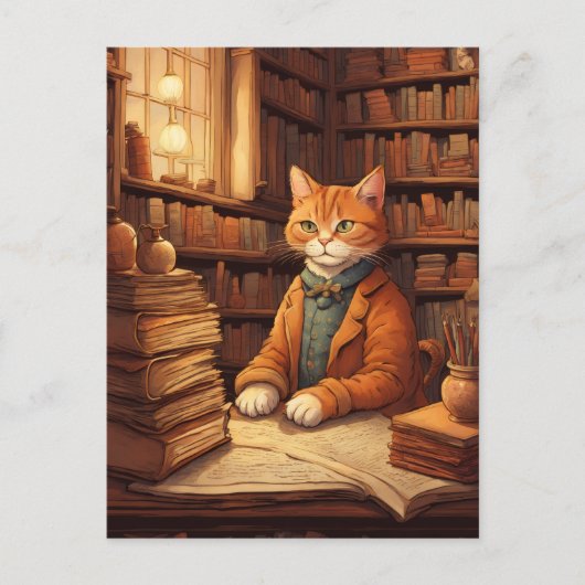 図書館の猫 #2 ポストカード (正面)