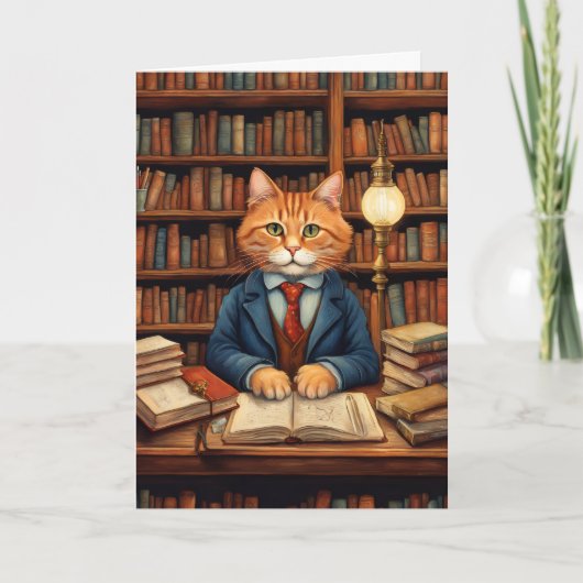 図書館の猫 #3 グリーティングカード (正面)
