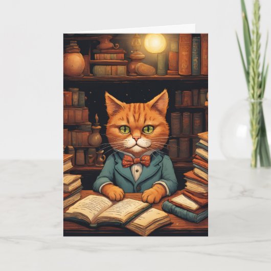 図書館の猫 #5 グリーティングカード (正面)