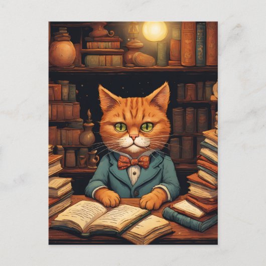 図書館の猫 #5 ポストカード (正面)
