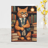 図書館の猫 #6 グリーティングカード (黄色い花)
