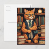 図書館の猫 #6 ポストカード (正面/裏面)