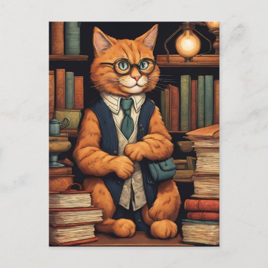図書館の猫 #6 ポストカード (正面)