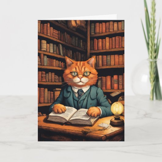 図書館の猫 #7 グリーティングカード (正面)