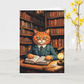 図書館の猫 #7 グリーティングカード (黄色い花)