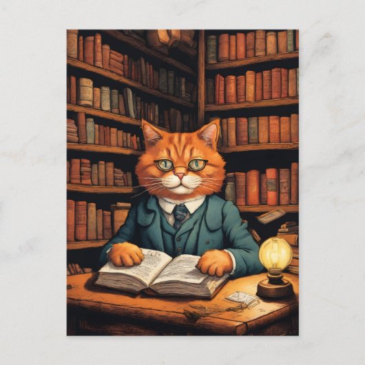 図書館の猫 #7 ポストカード (正面)