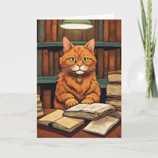 図書館の猫 #8 グリーティングカード (正面)