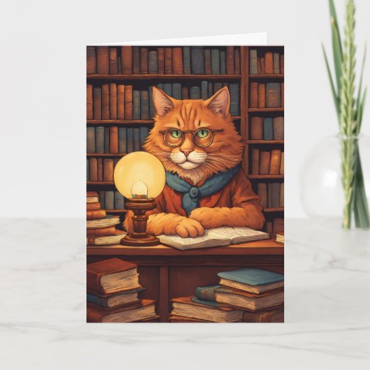 図書館の猫 #9 グリーティングカード (正面)