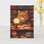 図書館の猫 #9 グリーティングカード (黄色い花)