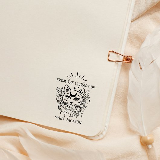 図書館の神秘の猫 ラバースタンプ