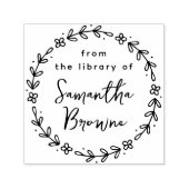 図書館の花のエレガントなカリグラフィーから、 セルフインキングスタンプ (デザイン)