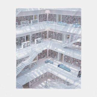 図書館の高昇写撮影 フリースブランケット