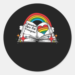 図書館はEveryone Rainbow LGBTプライド旗 ラウンドシール