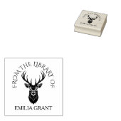 「図書館より」鹿の頭 カスタムネームブック ラバースタンプ (押印)