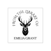「図書館より」鹿の頭 カスタムネームブック ラバースタンプ (インプリント)