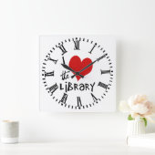 図書館を愛する スクエア壁時計 (ホーム)