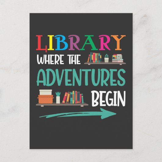 図書館アドベンチャーリブラリアブックリーダーBookworm ポストカード (正面)